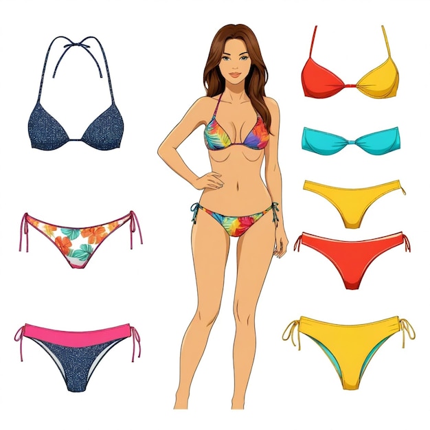 Vector bikini vector set white background isolated a high quality