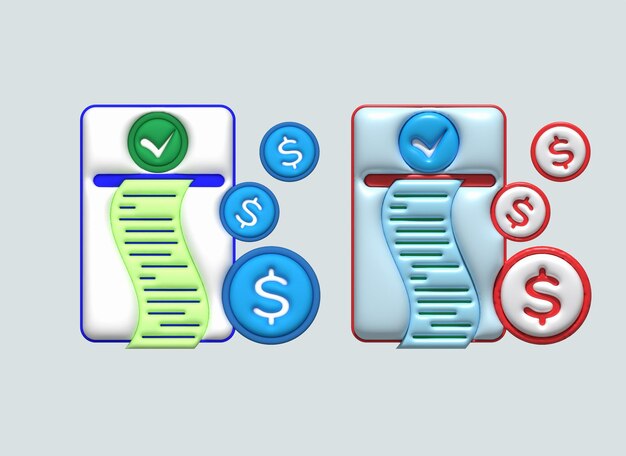 Bill illustration 3D printed financial data