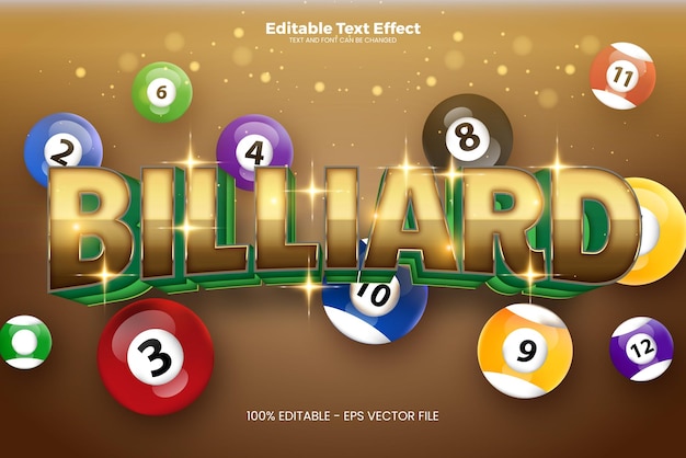 Billard open editable text effect in modern trend style