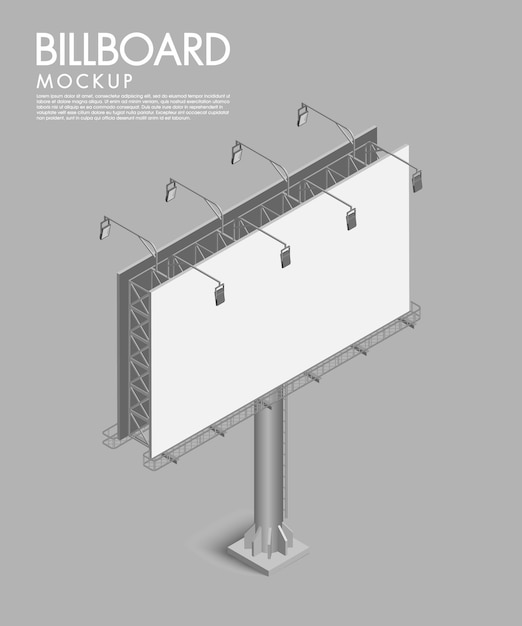 Vector billboard advertising isometric on gray background for template design