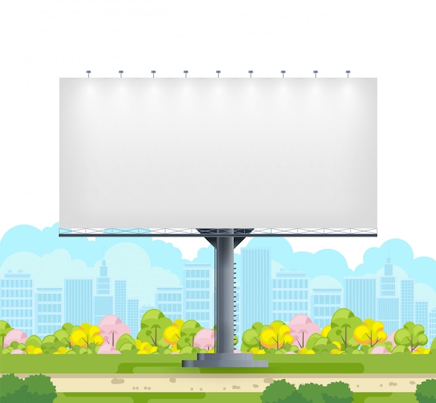 Vector billboard blank on city street on white background