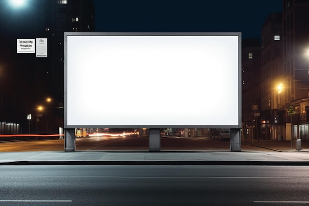 Vector a billboard on a city street at night with a building in the background