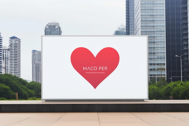 a billboard with a red heart on it that says macada