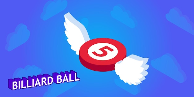 Billiard ball isometric design icon Vector web illustration 3d colorful concept