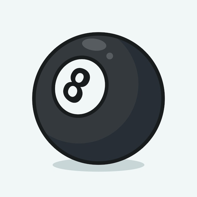 Vector billiard ball number eight cartoon icon vector illustration sports icon concept illustration suitable for icon logo sticker clipart