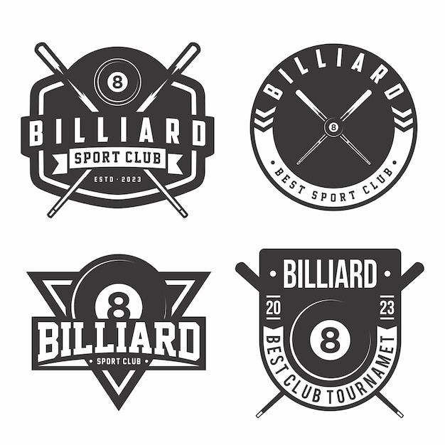 Vector billiard logo collection emblem set collections billiard logo badge template bundle