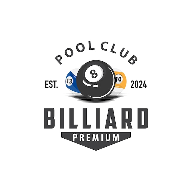 Vector billiard logo minimalist design ball and stick symbol illustration template