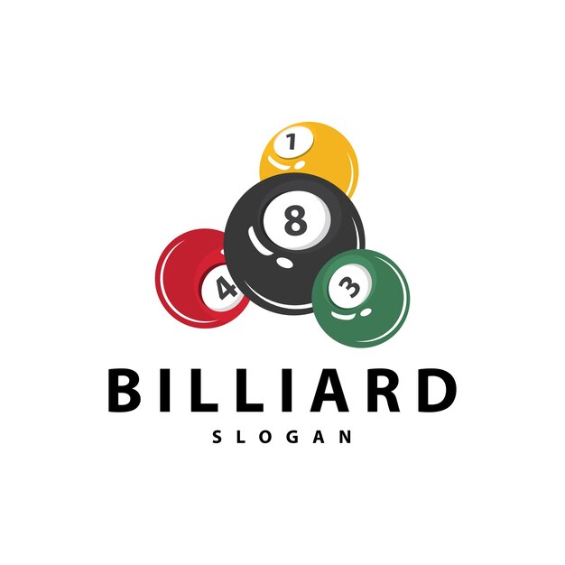 Billiard Logo Minimalist Design Ball and Stick Symbol Illustration Template