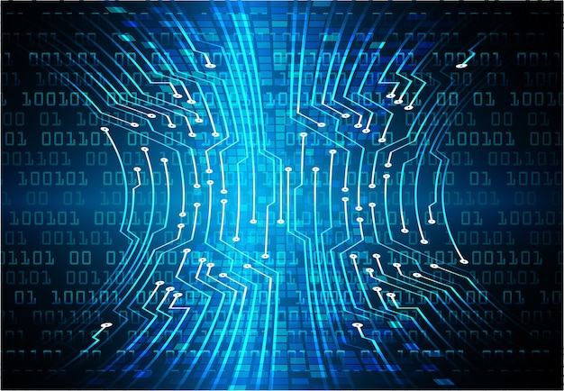 Binary circuit board future technology, blue cyber security concept