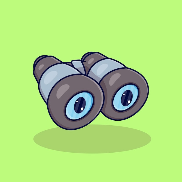 Binoculars floating with eyeball on glass vector