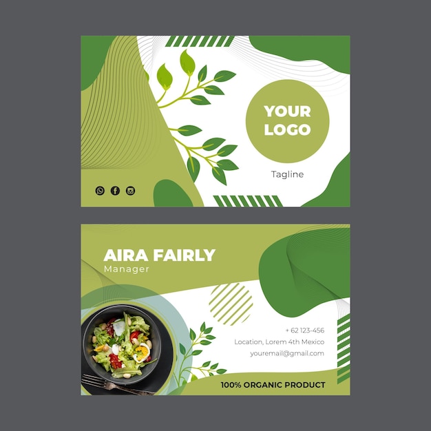 Bio and healthy food business card template