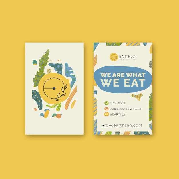 Bio & healthy food vertical business card template