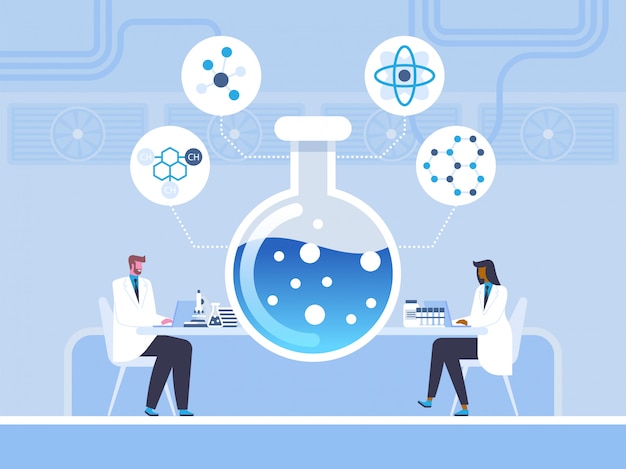 Biochemistry, chemical study in flat style