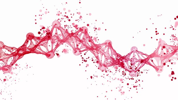 Vector biochemistry concept with digital red dna molecule