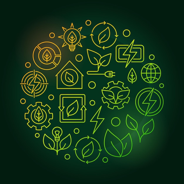 Bioenergy circular vector green illustration or banner