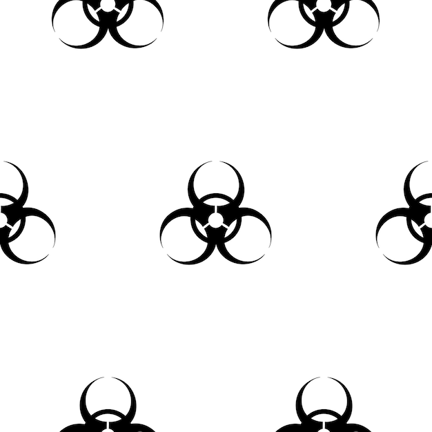 Biohazard sign seamless pattern on colorless background