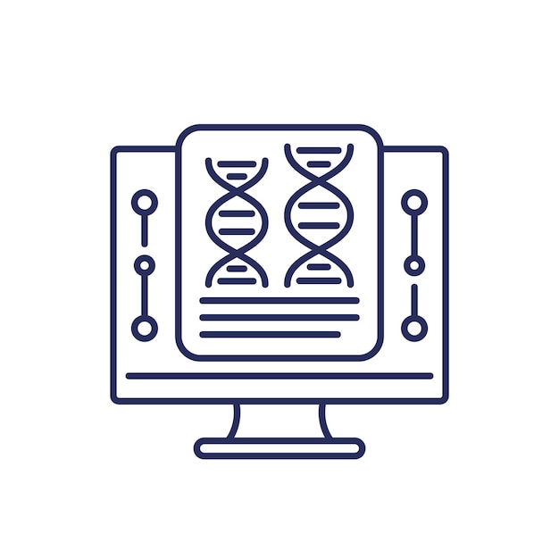 bioinformatics line icon with dna