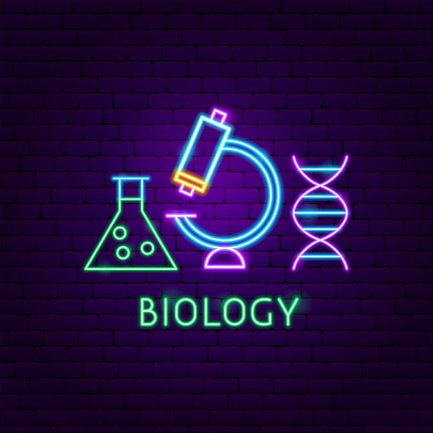 Biology Neon Label. Vector Illustration of Education Promotion.