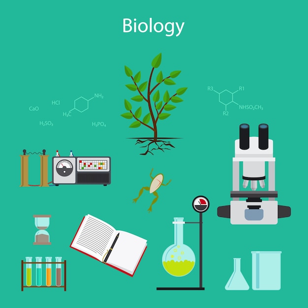 Biology research cartoon illustration