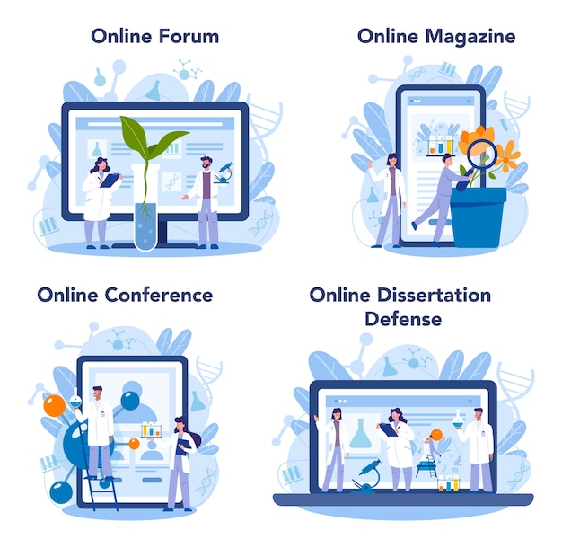 Biology science online service or platform set