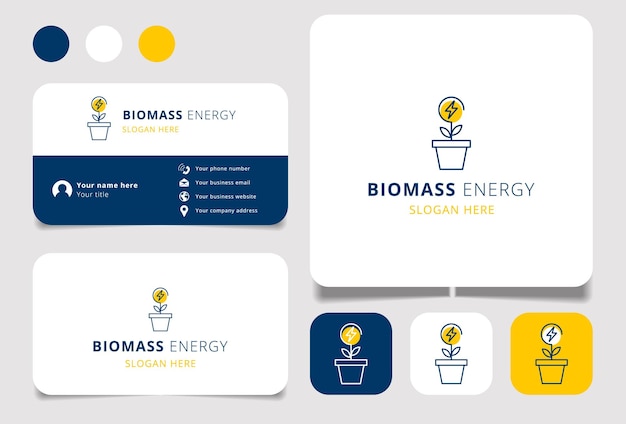 Biomass energy logo design with editable slogan Business card and branding book template