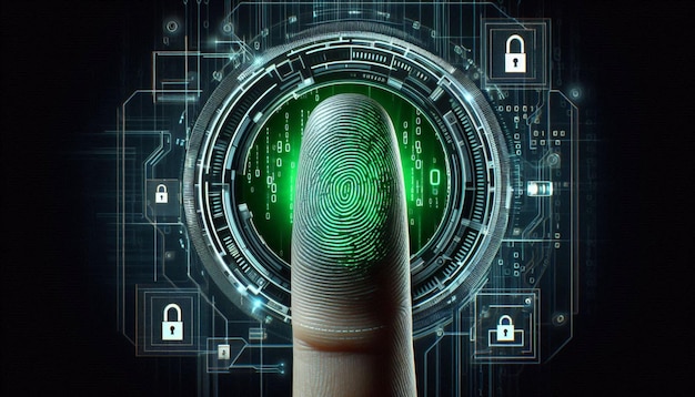 Vector biometric cyber security image advanced data protection using biometrics