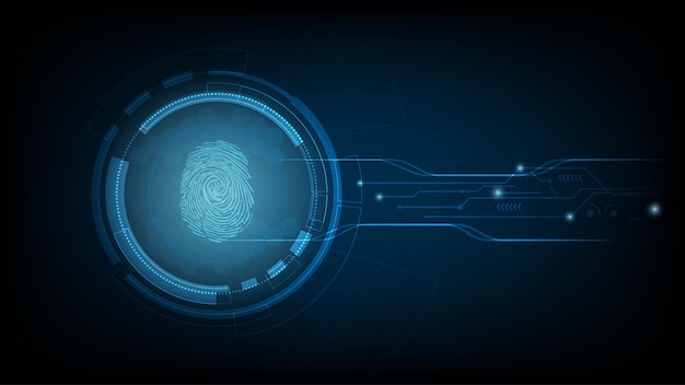 Biometrics hi-tech technology with fingerprint scanning background. Business Security Concept. vector illustration.