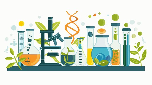 Vector biotechnology background concept flat vector isolated image