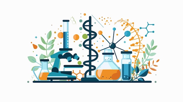 Biotechnology Background Concept Flat Vector Isolated Image