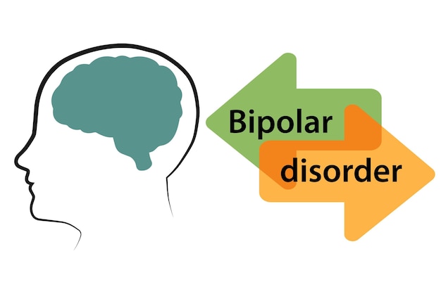 Bipolar disorder, mental disorder flat design.  Arrows with an inscription.