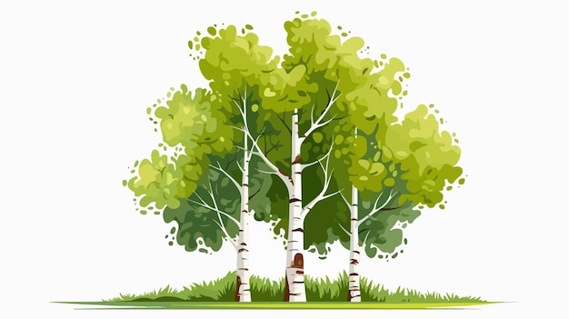 Vector birch tree flat vector illustration on white background