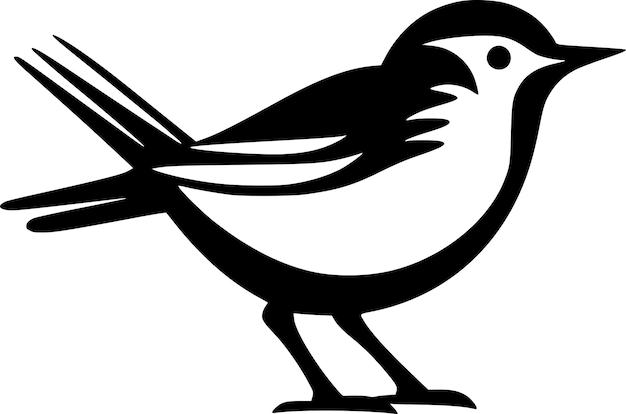 Bird Black and White Isolated Icon Vector illustration