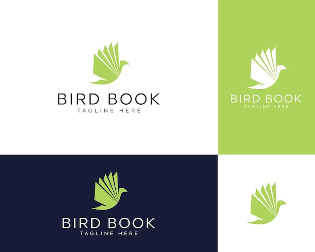 Bird and book logo premium vector illustration