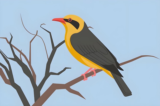 Vector bird on a branch bird illustration