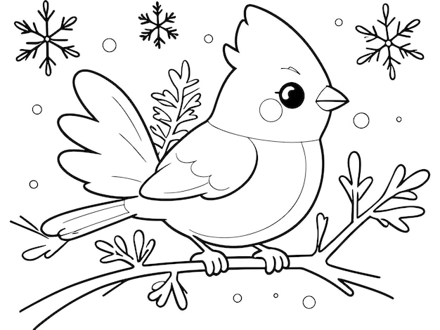 Bird on Branch Coloring Page NatureThemed Line Art for Kids