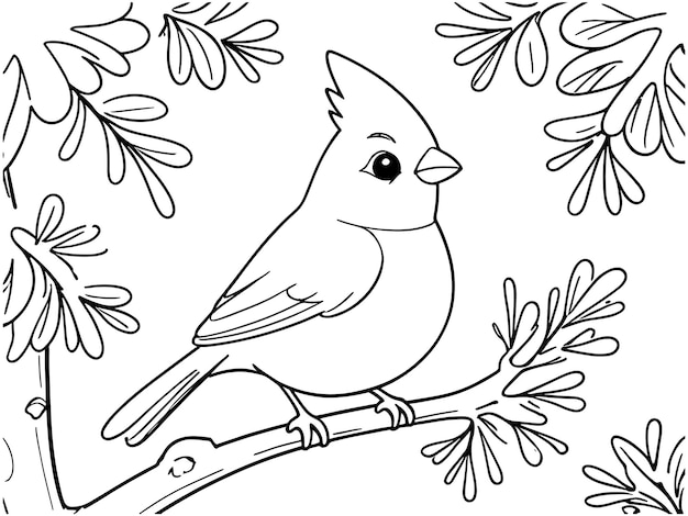 Bird on Branch Coloring Page NatureThemed Line Art for Kids