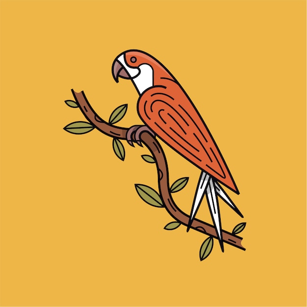 Bird on a branch tree illustration.