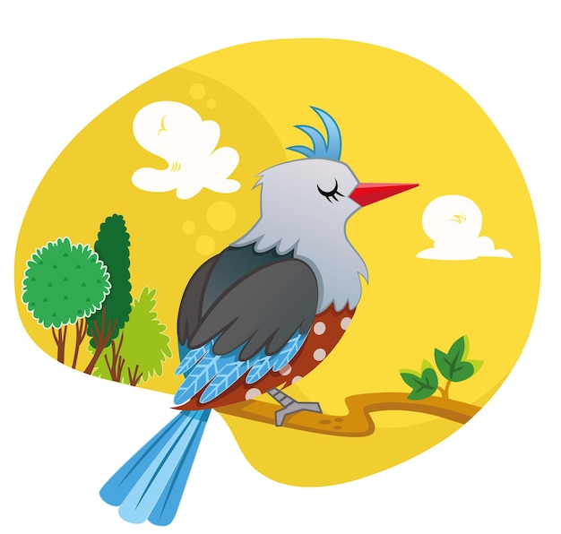 Bird on the branch vector illustration