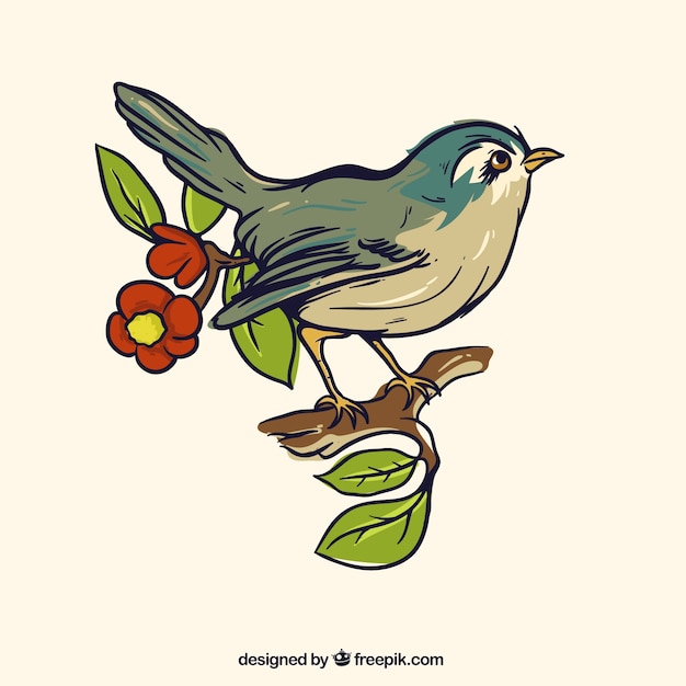 Vector bird on a branch