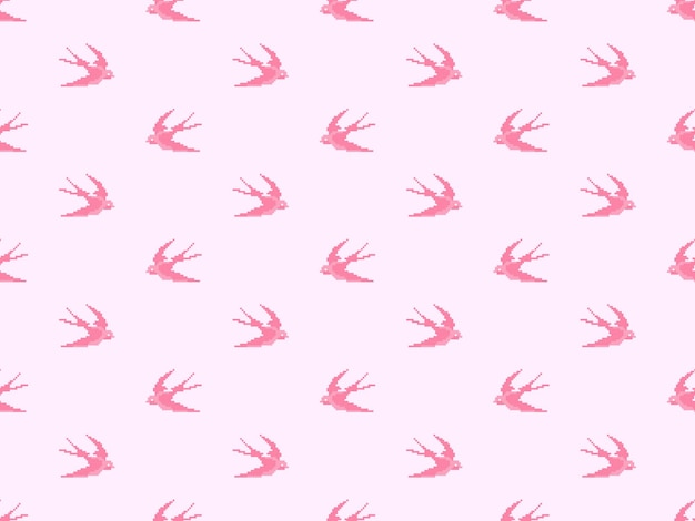 Bird cartoon character seamless pattern on pink background