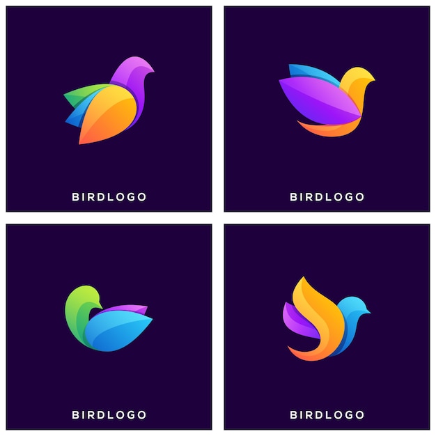 Bird colorful set premium logo