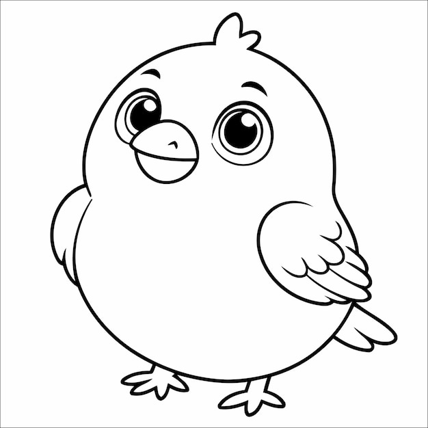 Bird Coloring Page Drawing For Kids Activity