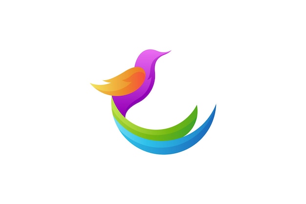 Bird design logo template with colorful gradient