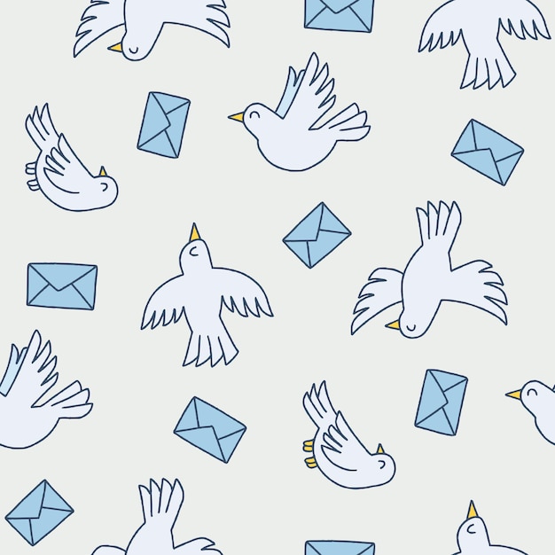 Vector bird dove mail vector seamless pattern illustration design