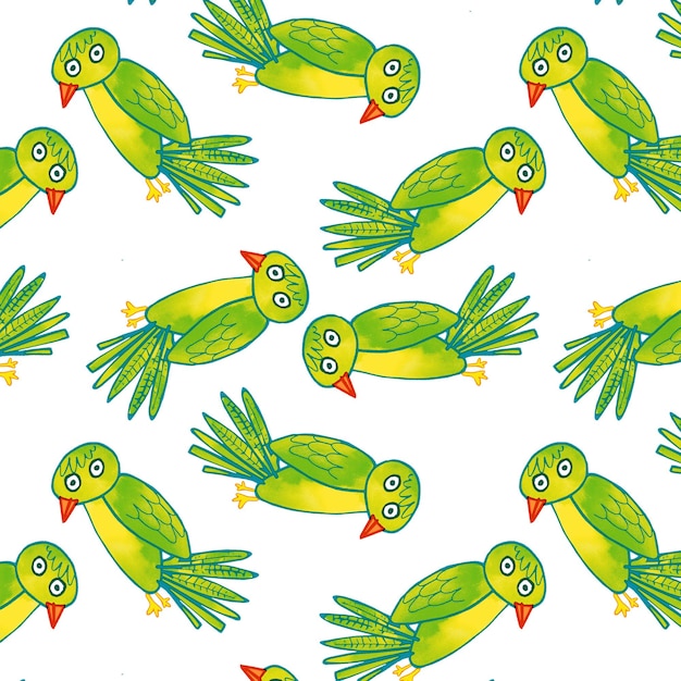 Vector bird drawing ( parrot) digital and textile pattern design