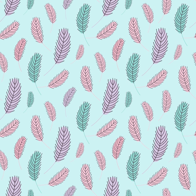 Bird feathers seamless pattern Easter pattern with chicken feathers Vector flat illustration Design for textiles packaging wrappers greeting cards paper printing