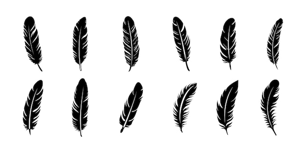 Bird Feathers Silhouette Vector Art Stock