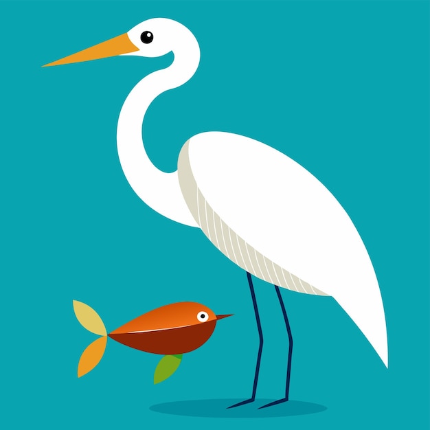 a bird and a fish are on a blue background