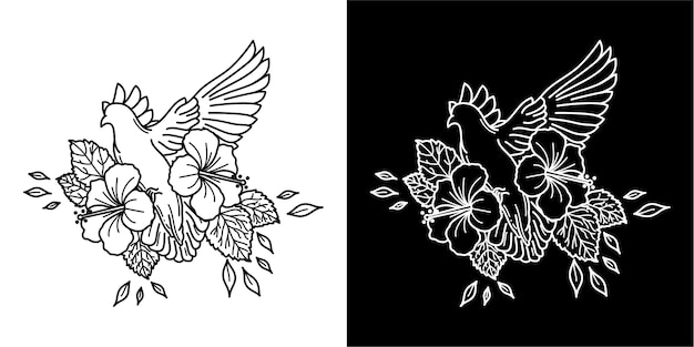 bird and flower tattoo design