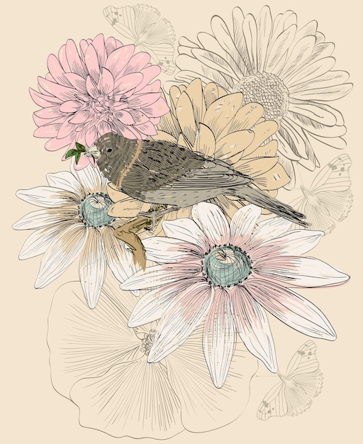 Bird and flower